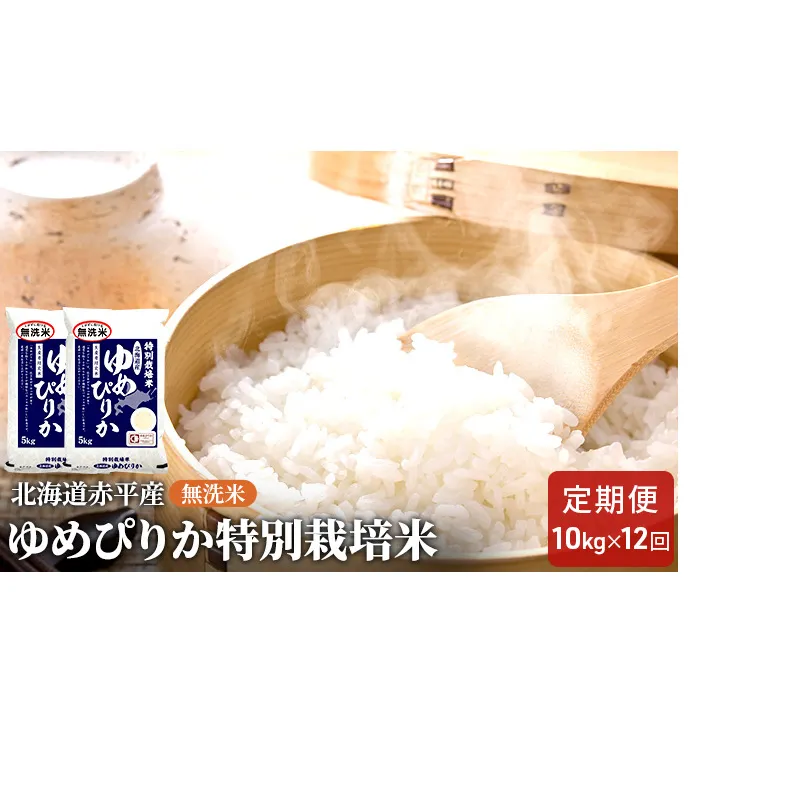 無洗米 北海道赤平産 ゆめぴりか 10kg (5kg×2袋) 特別栽培米 【12回お届け】 米 北海道 定期便 