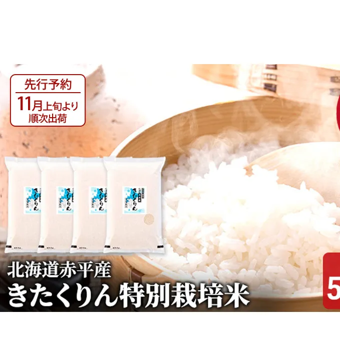 【先行予約2025年産米・11月上旬より順次出荷】北海道赤平産 きたくりん 20kg (5kg×4袋) 特別栽培米 米 北海道 お米 ふるさと納税 