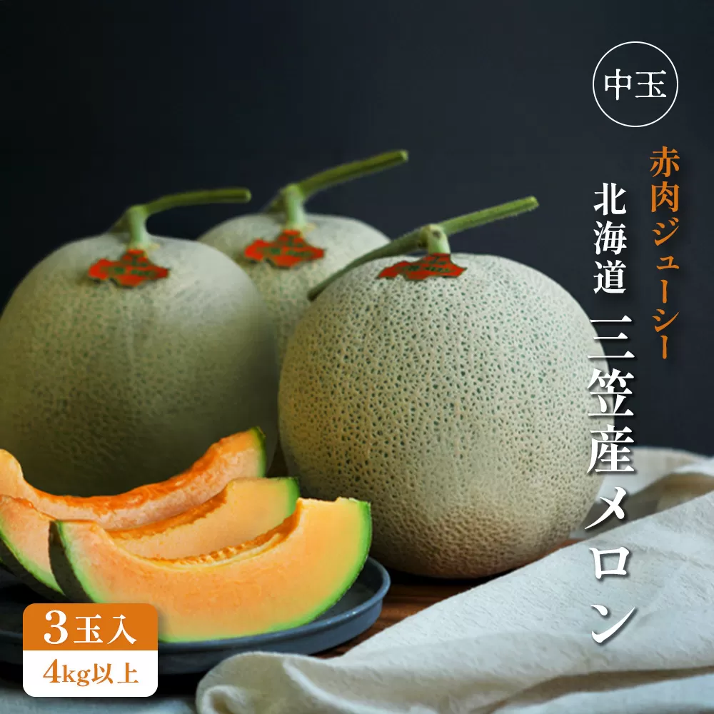 《2025年分受付中》三笠メロン3玉入(4.0kg以上)【01301】