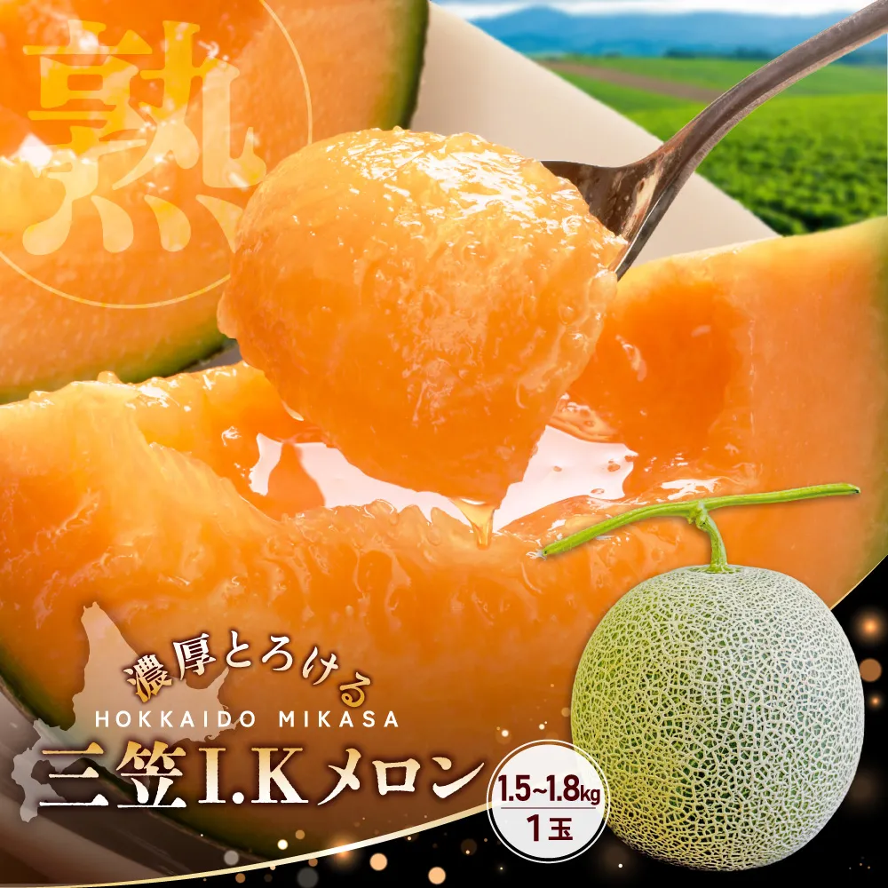 《2026年分受付中！6月下旬ごろ締め切り》大玉！ジューシーな果肉のI.Kメロン1玉【01003】