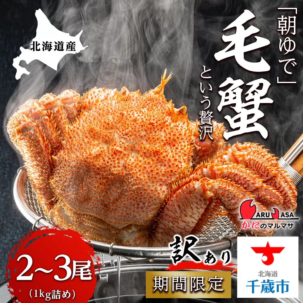 北海道産【朝ゆで】訳あり毛ガニ 1.0kg詰 期間限定！≪かにのマルマサ≫