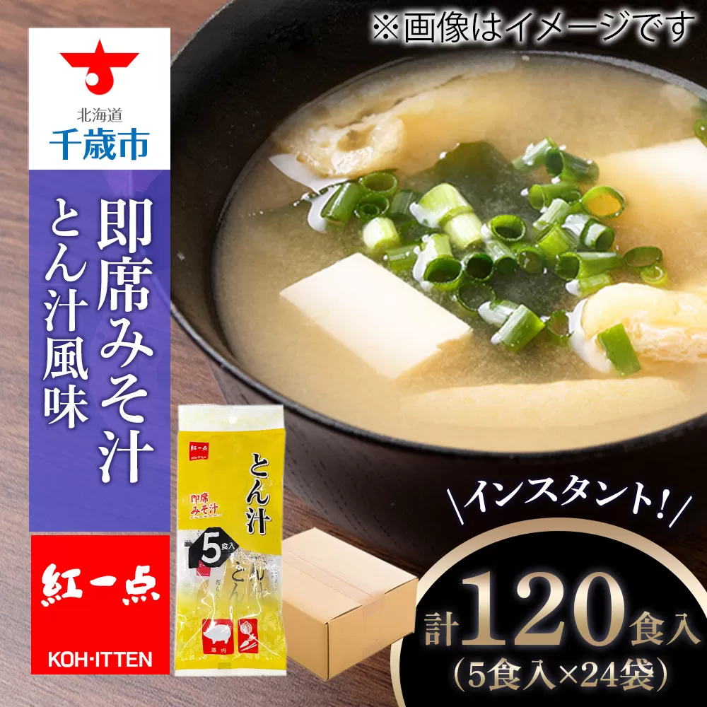 とん汁 インスタント 味噌汁 みそ汁 即席 5食入×24袋 豚汁 【紅一点】《千歳工場製造》
