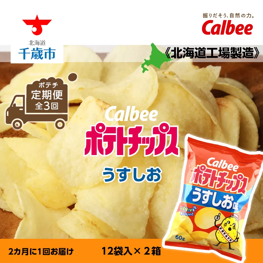 【ポテチ定期便★全3回】カルビーポテトチップス＜うすしお＞2カ月に1回お届け《北海道工場製造》