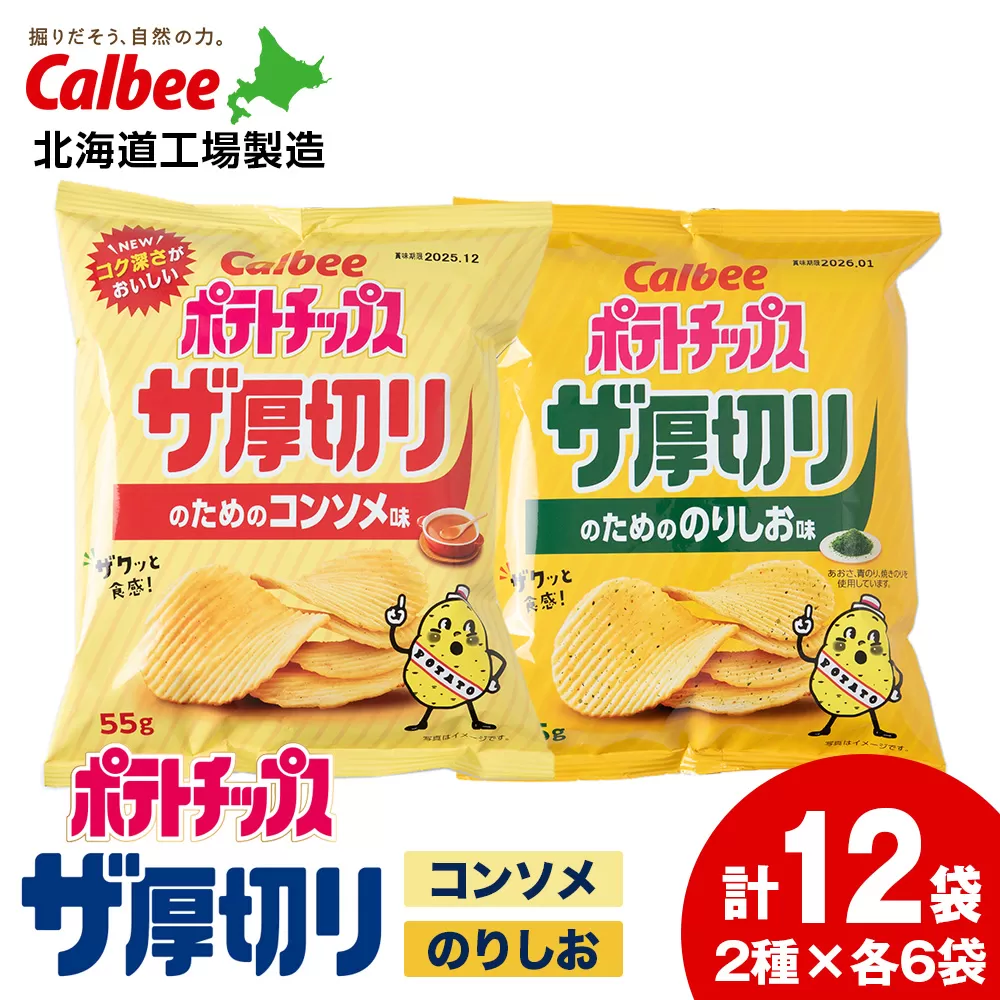ポテトチップス ザ厚切りのための ２種セット コンソメ6袋 のり塩6袋 合計１２袋 １箱