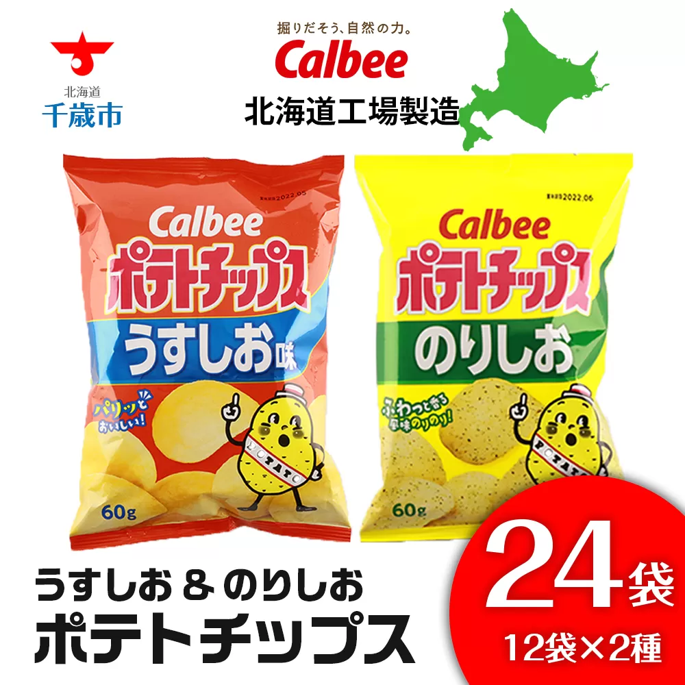 カルビーポテトチップス＜うすしお×のりしお＞12袋入 各1箱《北海道工場製造》