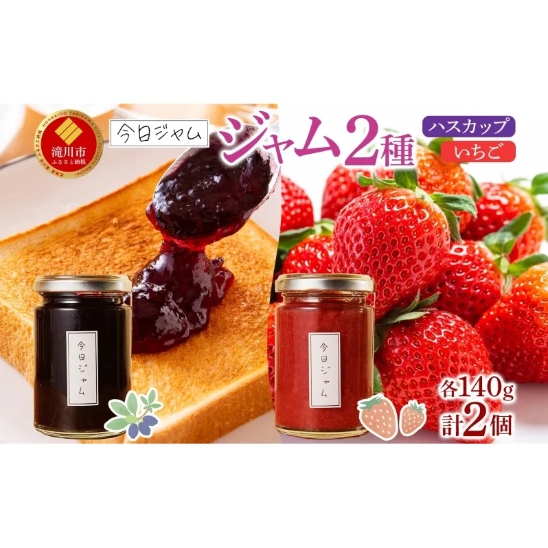 【ふるさと納税】ジャム2種セットB 各1個 ハスカップジャム いちごジャム  今日ジャム 北海道産 自家製 パン ヨーグルト 朝食 濃厚 甘い デザート スイーツ おやつ グルメ ご褒美 贅沢 ギフト 送料無料 北海道 滝川市