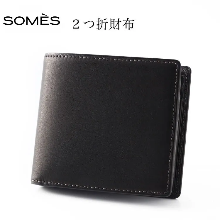 SOMES FE-32 ２つ折財布 ブラック [ソメスサドル 北海道 砂川市 12260600] フェル 本革 牛革 財布 メンズ 長財布 ソメス 革 レザー 革製品 さいふ サイフ コンパクト 小銭入れ 小銭 取り出しやすい 小銭入れ付きサイフ 小銭いれ