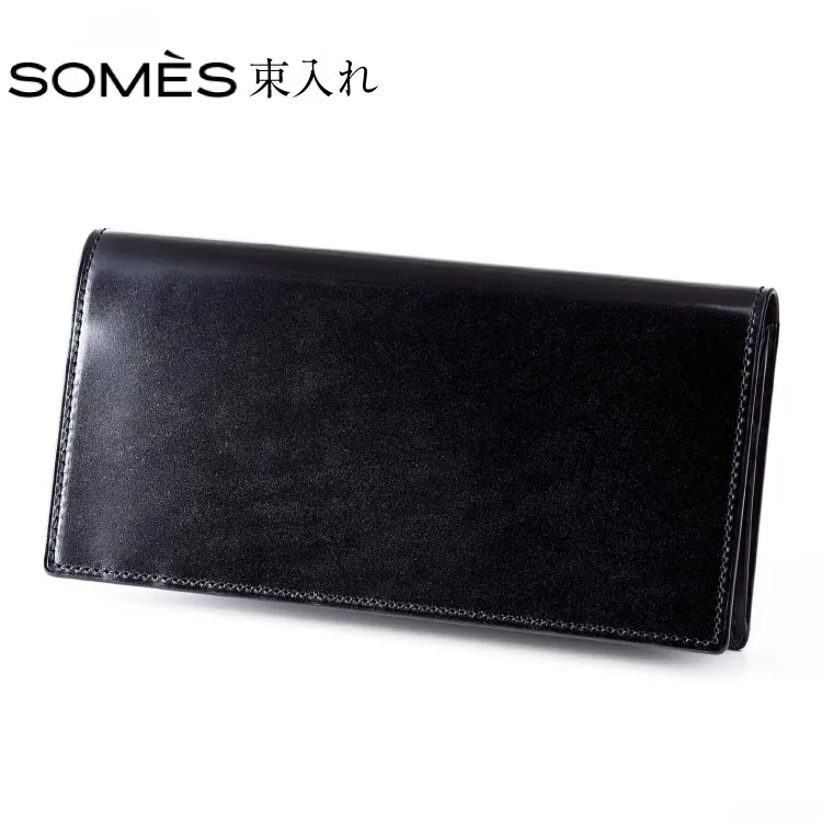 SOMES 財布 メンズ ディアマン 束入れ ブラック DM-02 長財布 本革 [ソメスサドル 北海道 砂川市 12260606-bk] ソメス サイフ さいふ 革 レザー 革製品 コードバン 薄い 薄型