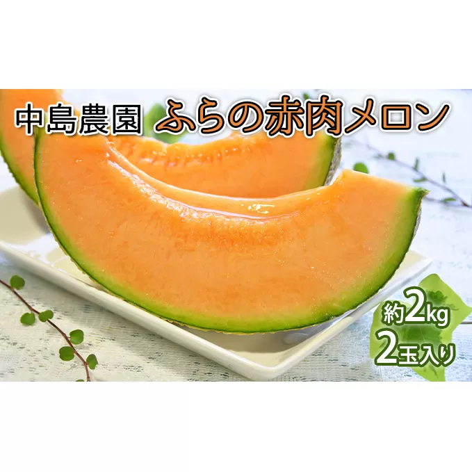 【2025年7月～発送】北海道 富良野市 ふらの赤肉 メロン 2kg×2玉 (中島農園) メロン フルーツ 果物 新鮮 甘い 贈り物 ギフト 道産 ジューシー おやつ ふらの ブランド 夏 