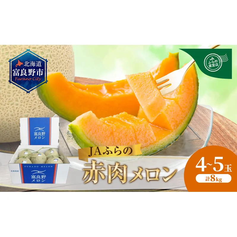 【2026年8月発送】JAふらの 赤肉メロン 4~5玉(計8kg)富良野市 メロン フルーツ 果物