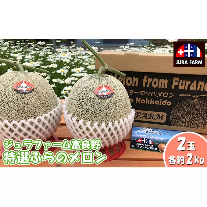 【2025年6月下旬～発送】特選 ふらの メロン 2玉 約2kg×2玉 北海道 富良野市 赤肉メロン (ジュラファーム富良野) メロン フルーツ 果物 新鮮 甘い 贈り物 ギフト 道産 ジューシー おやつ ふらの ブランド 夏 