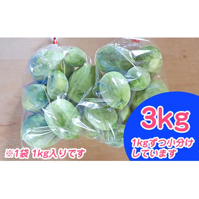 北海道 富良野市 摘果メロン 3kg ≪1kg×3袋≫ お漬物用 2025年 春夏発送 (中山農園)