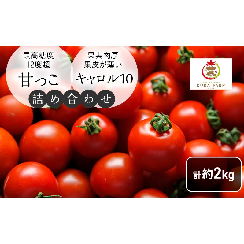 【2025年7月より発送】北海道 富良野市産 完熟ミニトマト 2種 計約2kg 甘っこ キャロル10 各1kg×2 詰め合わせ トマト 甘い 野菜 新鮮 数量限定 先着順【藏ファーム】