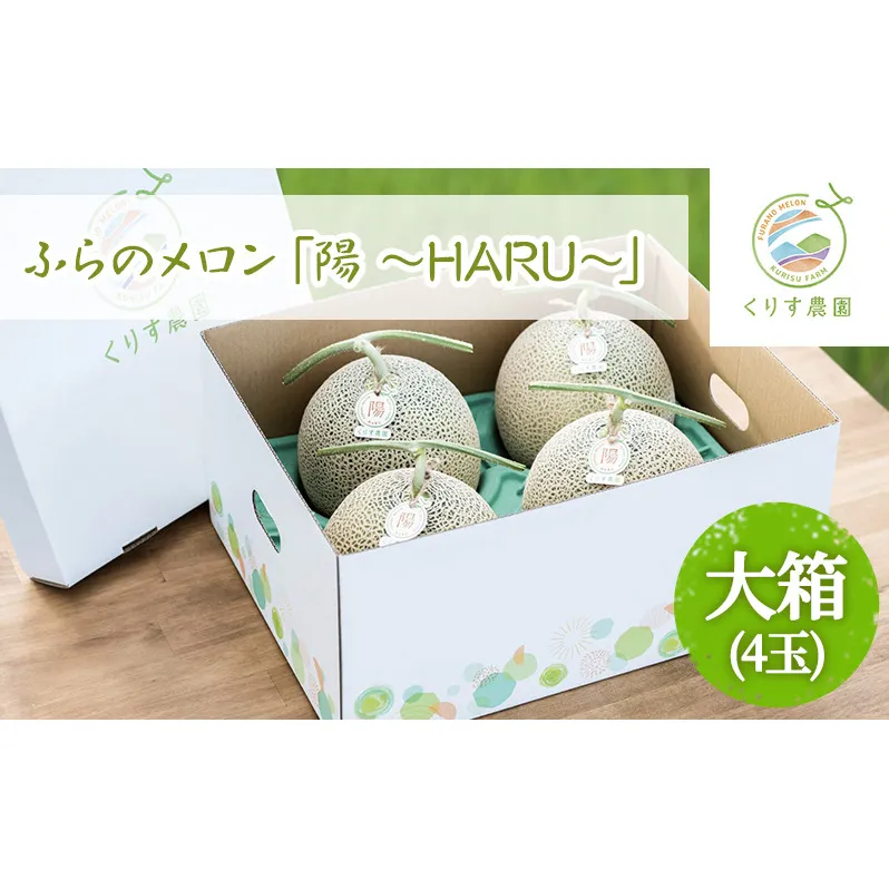 【2024年7月上旬より順次発送】ふらのメロン「陽 ～HARU～」大箱(8kg以上：大玉×4玉) ( 赤肉 )( くりす農園 )