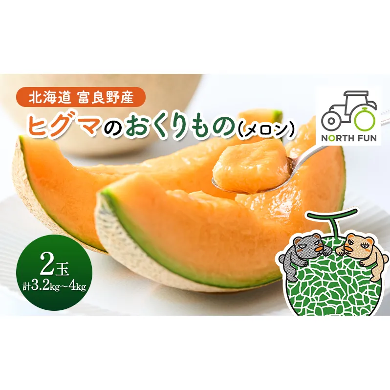 【2026年夏発送】富良野産 ヒグマのおくりもの(メロン)[2玉 計3.2kg以上] フルーツ 果物