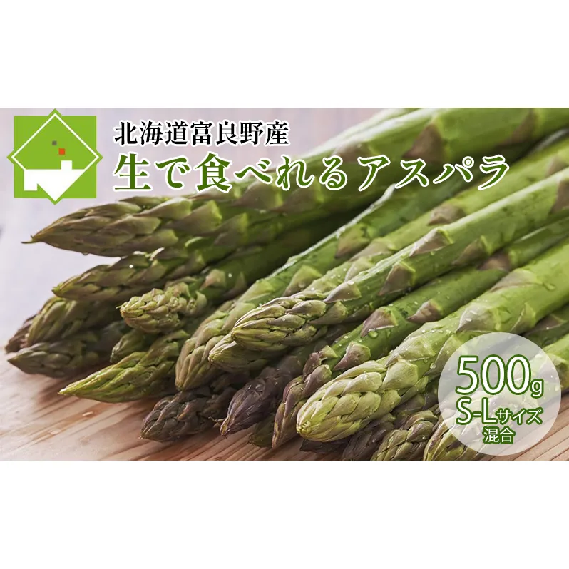 【2026年5月下旬～発送】北海道ふらの産☆生で食べれるアスパラ【500g】S-Lサイズ混合 (スイートベジタブルファクトリー) 野菜 新鮮 直送 朝採り アスパラガス 道産 北海道 ふらの