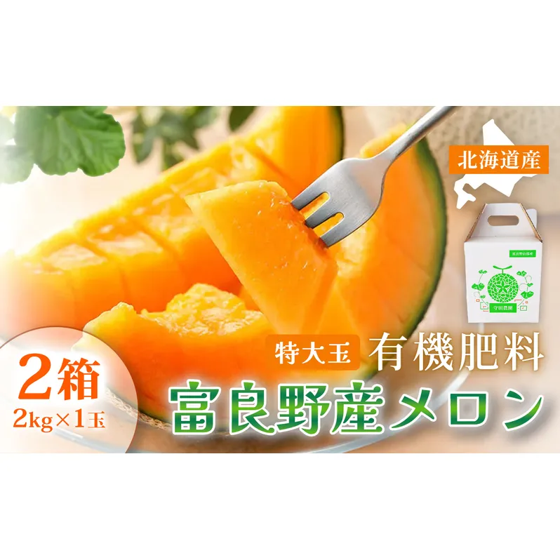 【糖度15度以上 赤肉メロン】富良野産 特秀品メロン 2kg×1玉 2箱 計4kg｜北海道富良野市 7～8月発送 贈答用 ギフト プレゼント メロン 赤肉メロン 富良野メロン 果物 フルーツ とろける甘さ 夏季限定 旬の味覚 芳醇な香り