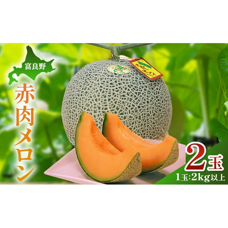 【2026年夏発送】富良野産 赤肉メロン 大玉 2玉（1玉：2kg以上）[近藤農園] メロン フルーツ 果物 新鮮 甘い 贈り物 ギフト 道産 ジューシー おやつ ふらの ブランド 夏 北海道 富良野市