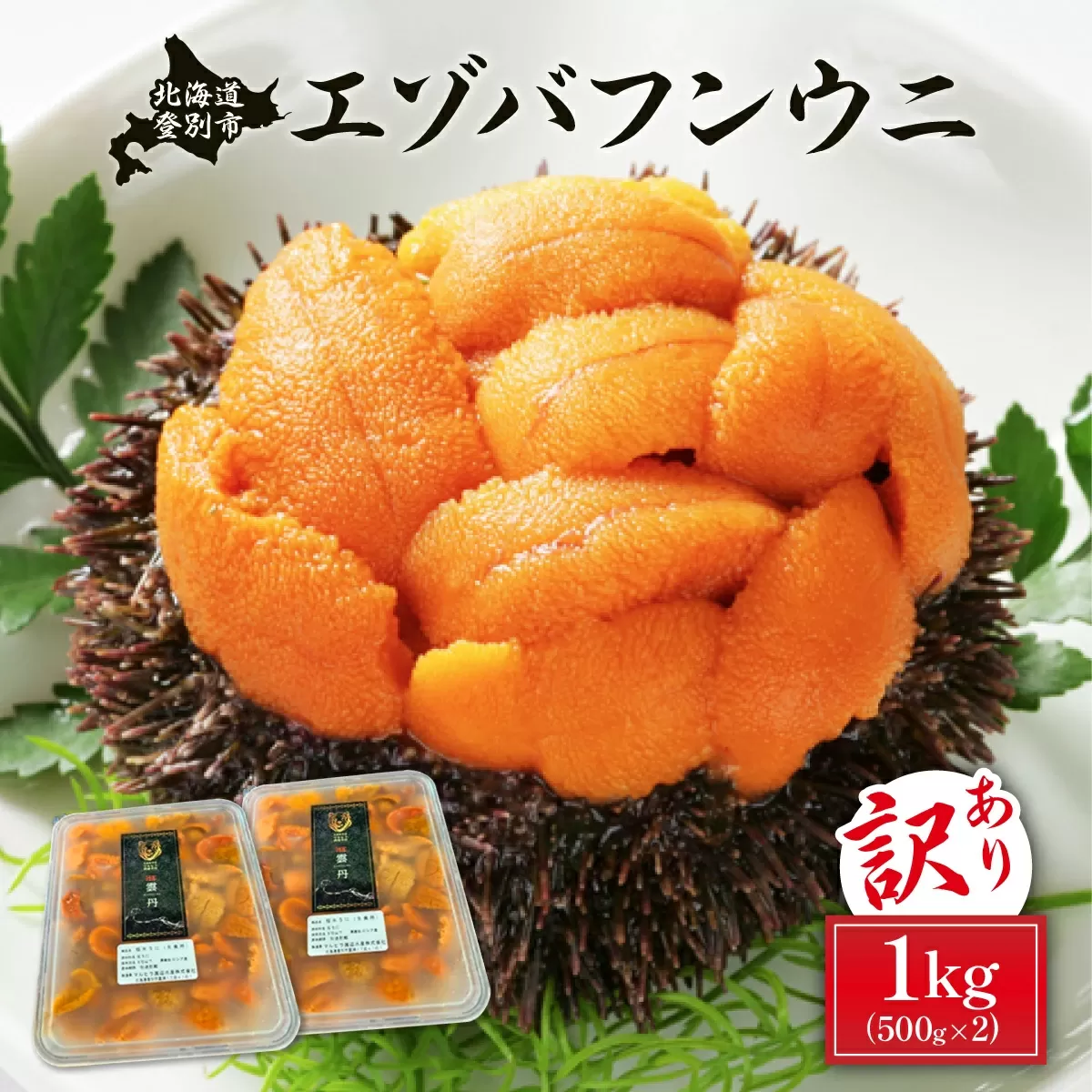 訳あり 規格外品 無添加 エゾバフンウニ 塩水パック 1kg 配送期間B：10月下旬～11月下旬迄【訳あり 生うに 海鮮 バフンウニ 塩水】