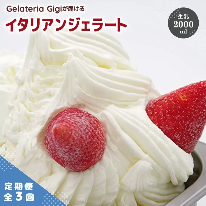 【定期便：全3回】ジェラテリアGigiのイタリアンジェラート『生乳』2000ml【43004602】