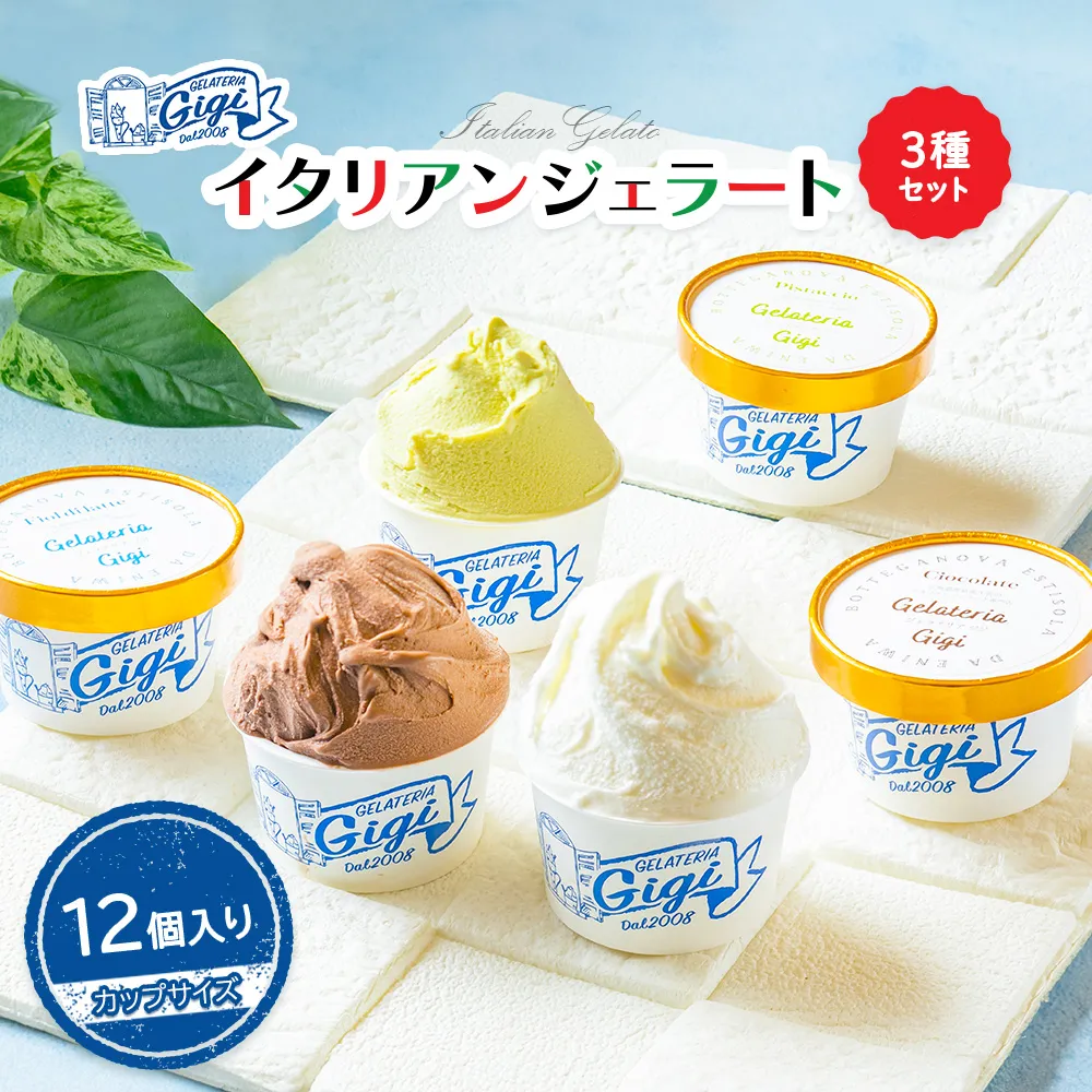 ジェラテリアGigiのイタリアンジェラート３種【カップサイズ12個入り】【43001702】