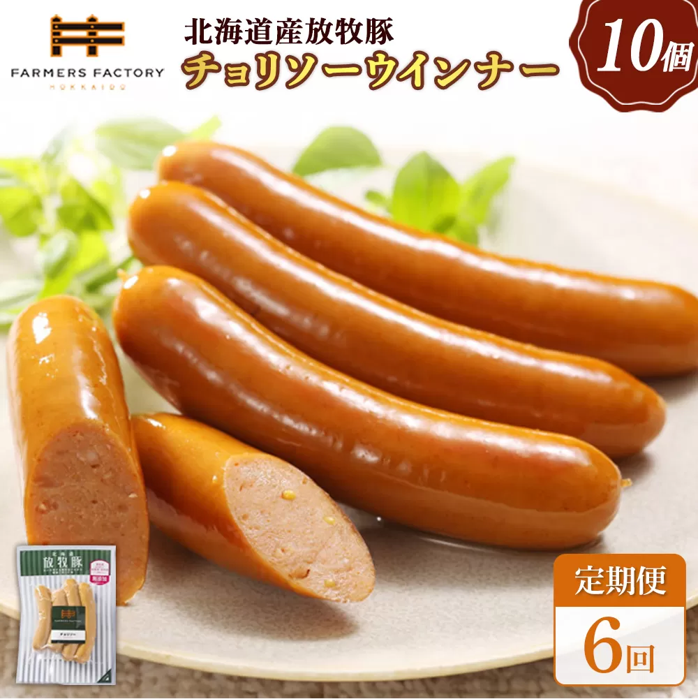 【定期便：6回】北海道産放牧豚 無添加チョリソーウインナー ×10パック【120055】