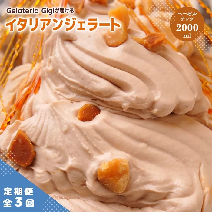 【定期便：全3回】ジェラテリアGigiのイタリアンジェラート『イタリア産ヘーゼルナッツ』2000ml【43005202】