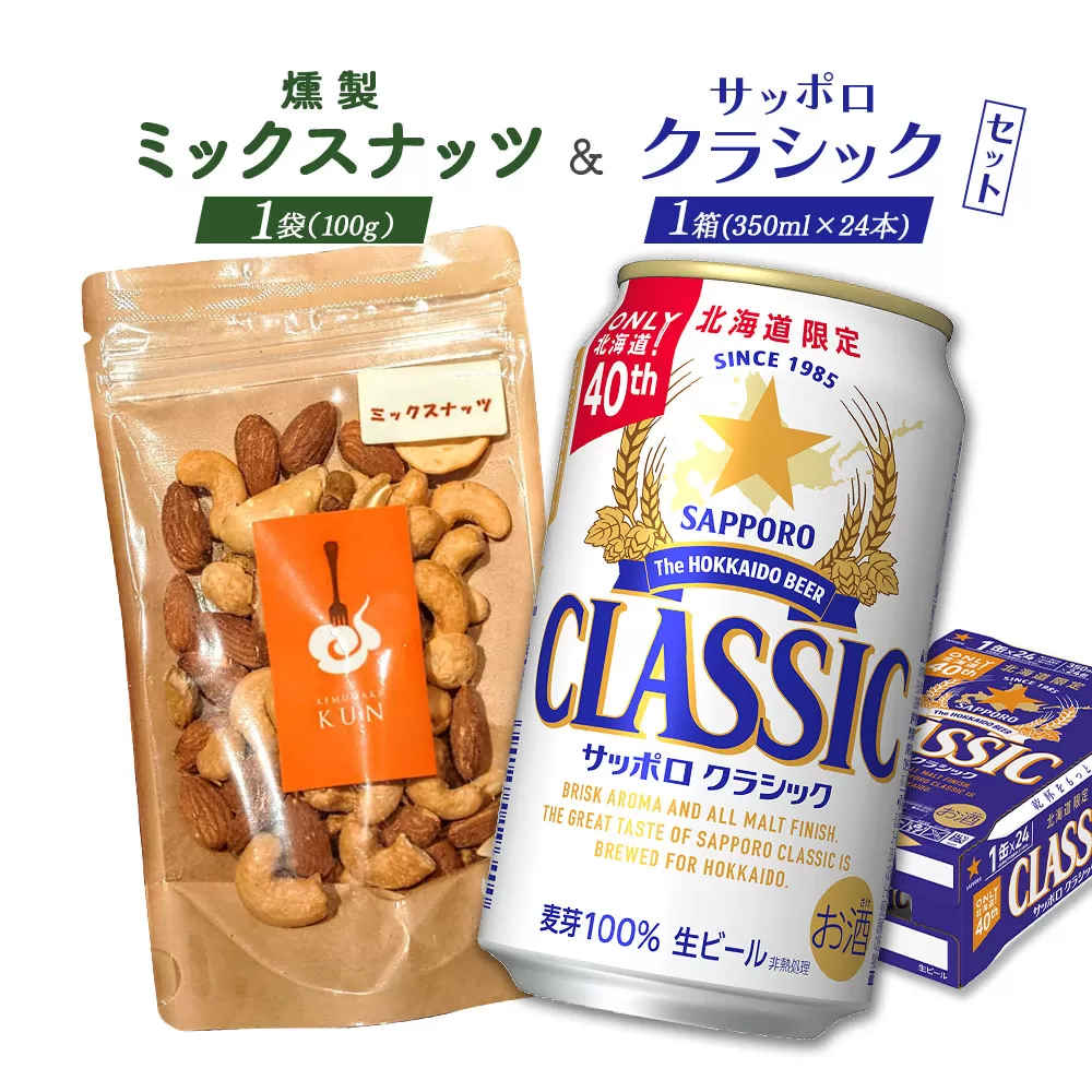 燻製ミックスナッツとサッポロクラシックのセット【C99014】
