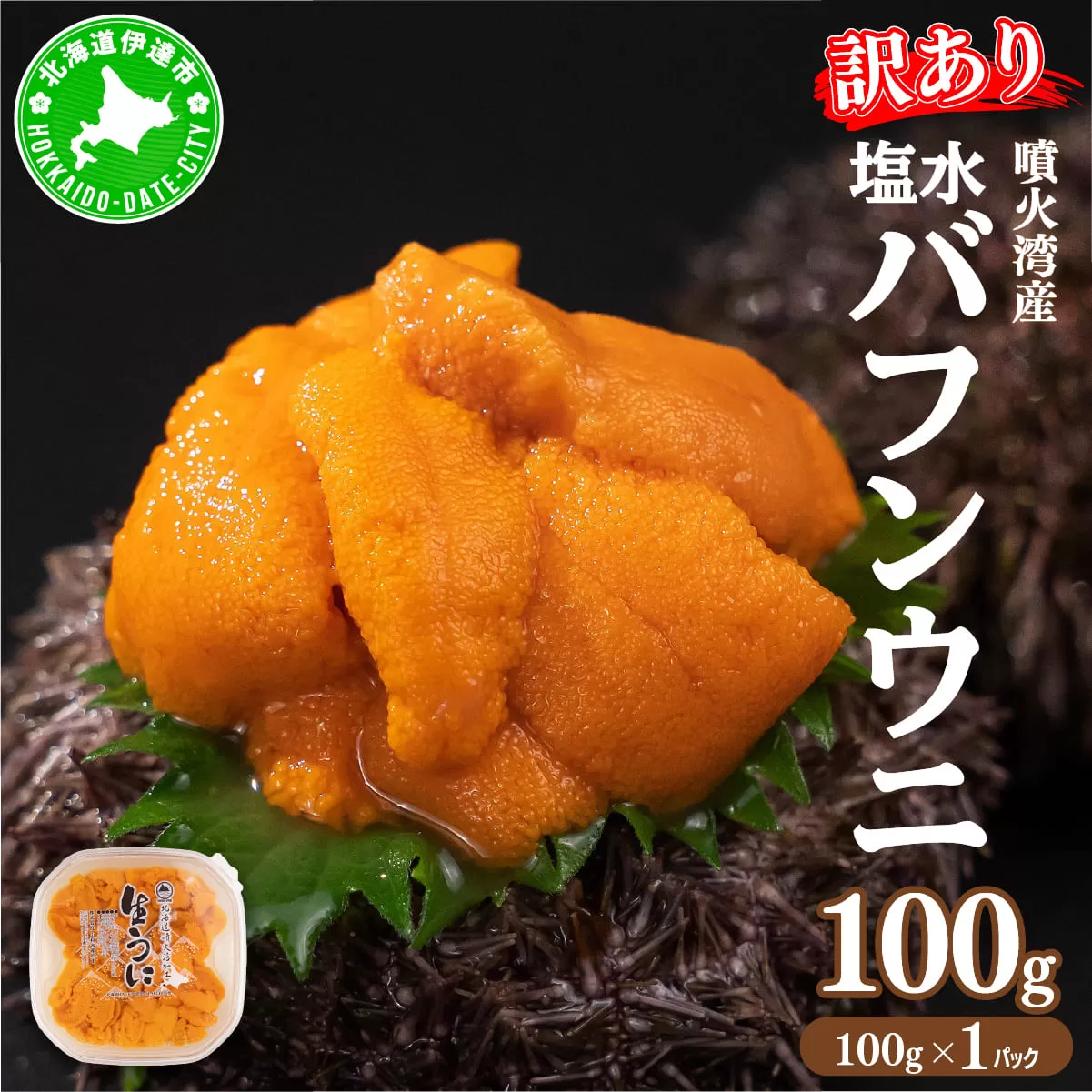 訳あり 北海道 噴火湾産 塩水 バフンウニ 100g 1パック うに ウニ 雲丹 海鮮 海の幸 魚介類 ウニ丼 お寿司 濃厚 無添加 産地直送 お取り寄せ 山村水産 送料無料