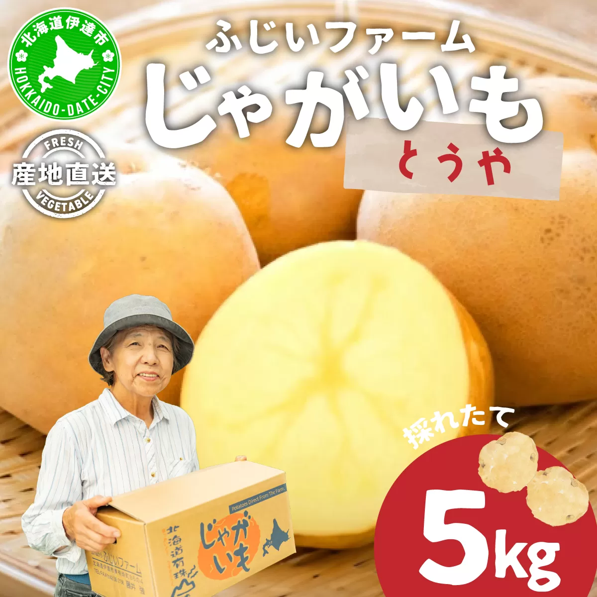 北海道産 じゃがいも とうや 約5kg ジャガイモ 馬鈴薯 ポテト 芋 イモ 先行受付 産地直送 国産 野菜 農作物 甘い ホクホク しっとり 煮物 カレー 肉じゃが 人気 ふじいファーム  送料無料