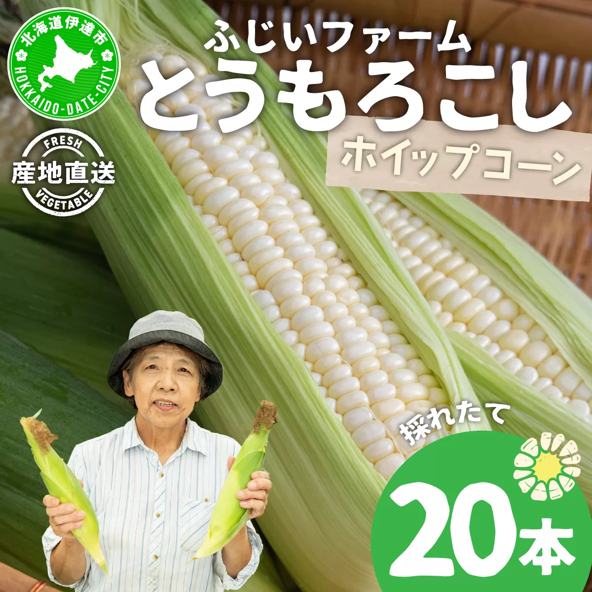 ＜先行予約＞北海道産 とうもろこし(ホイップコーン) Lサイズ 20本【55250485】ホワイト とうきび コーン スイートコーン 国産 野菜 農作物 人気 ふじいファーム 北海道