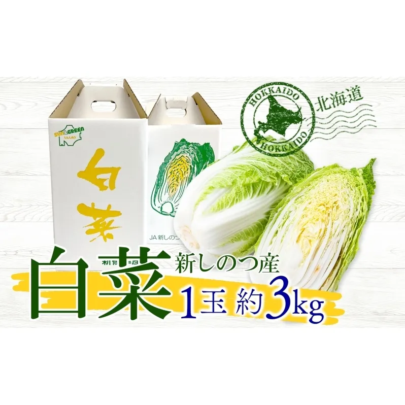 北海道 新しのつ産 白菜 1玉 約3kg ハクサイ 農作物 野菜 葉物野菜 葉物 旬 国産 生食 甘い ヘルシー 漬物 鍋 鍋料理 煮込み料理 産地直送 お取り寄せ 冷蔵 送料無料 日本産 鍋物 炒め物 サラダ 北海道産 