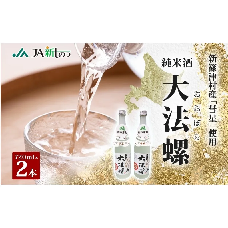 新篠津村産 「彗星」使用 純米酒 大法螺（おおぼら） 720ml 2本 淡麗 辛口 日本酒 酒 お酒 彗星 特産品 冷 常温 ぬる燗 アルコール プレゼント 贈り物 北海道 新篠津村