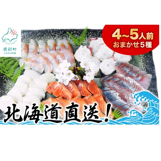【2024年6月下旬発送】北海道産 旬のお刺身＜5種＞盛り合わせセット 約500g 約4～5人前 海鮮 冷凍 ほたて さくらます ほっけ いか たこ にしん つぶ貝 等