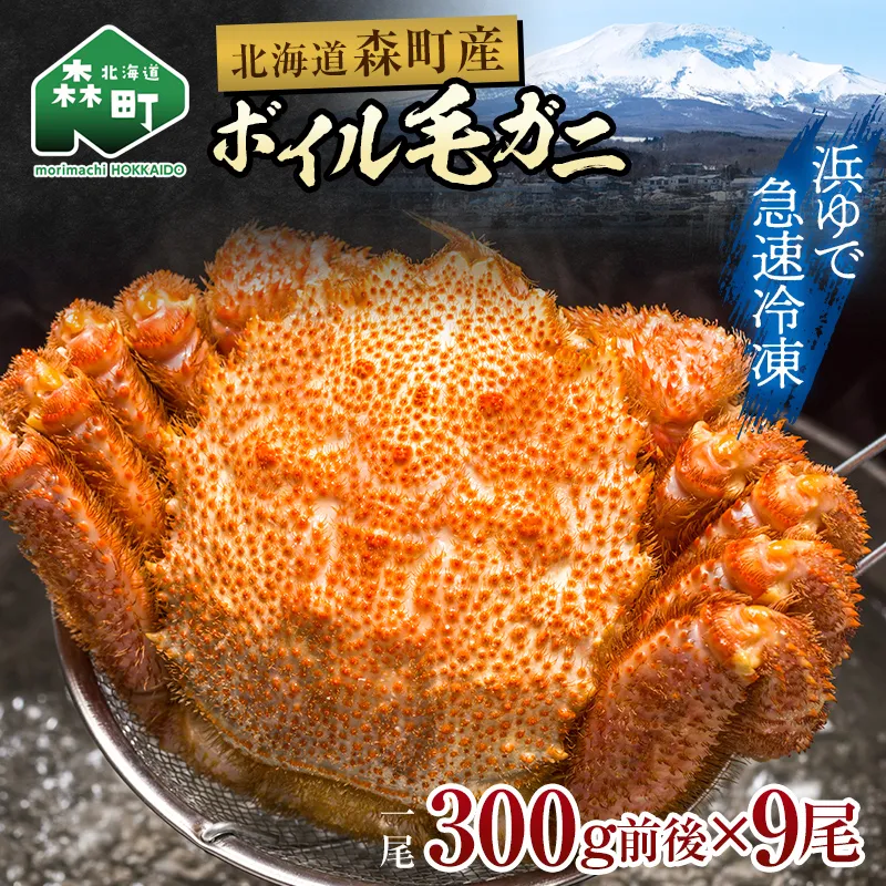 【訳あり】北海道・噴火湾産冷凍ボイル毛ガニ約300g前後×9尾  mr1-1434