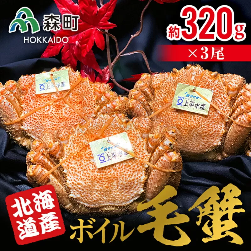 【北海道産】ボイル毛蟹 （320g前後×3尾） ＜上平水産＞ かに カニ 蟹 ガニ がに 森町 ふるさと納税 北海道 毛蟹 毛かに 毛ガニ 毛カニ mr1-0135