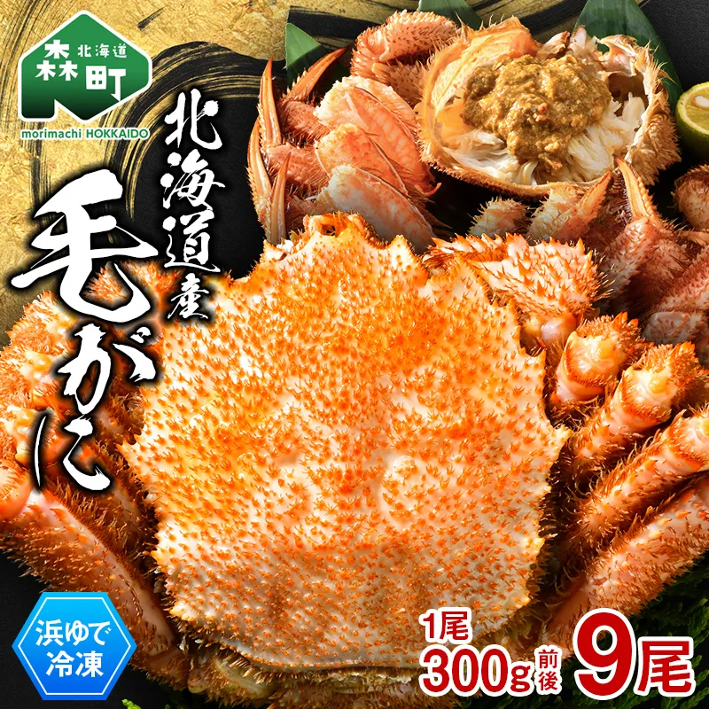 北海道産 冷凍ボイル毛ガニ 300g前後×9尾  mr1-1441