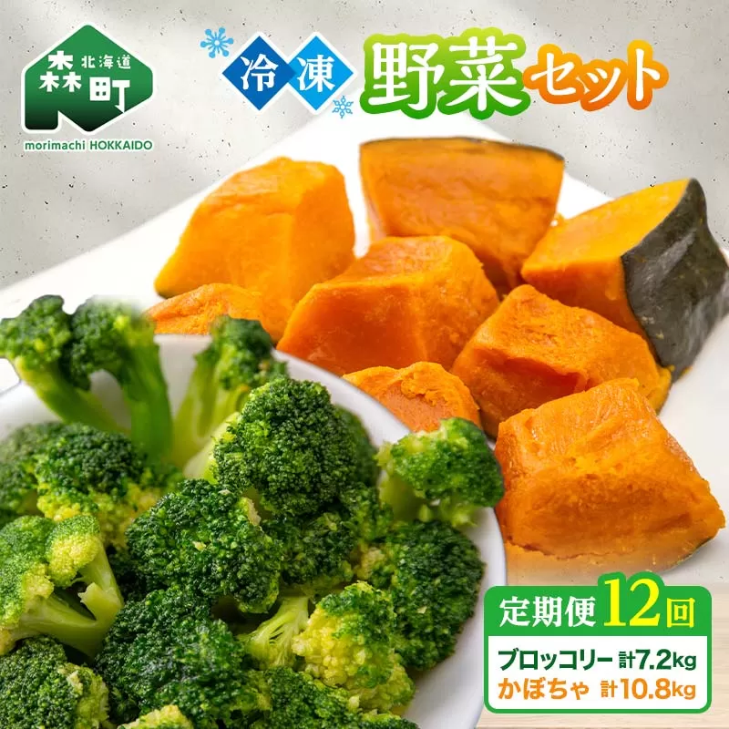 【12ヶ月定期便】カット済み野菜セット 1.5kg×12回 ブロッコリー かぼちゃ 北海道森町産 野菜 おかず お弁当 便利 小分け カット済み ブロッコリー かぼちゃ 冷凍 mr1-1015
