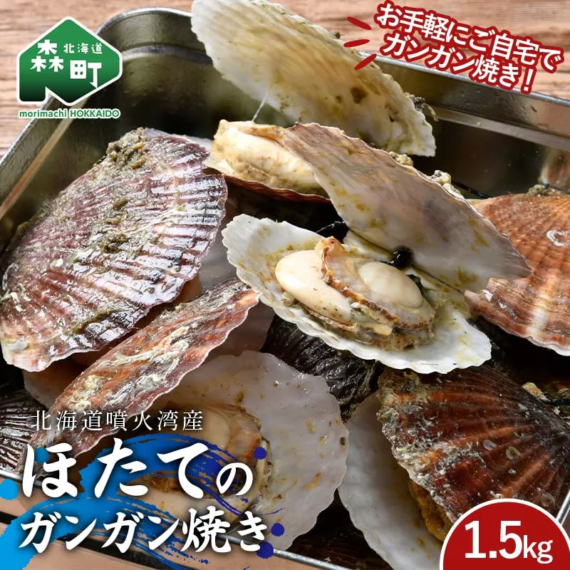 北海道噴火湾産 ほたて(二年貝)のガンガン焼き1.5kg 海産物 加工品 ほたて 帆立 ホタテ 魚介類 海鮮 森町 ふるさと納税 mr1-0980