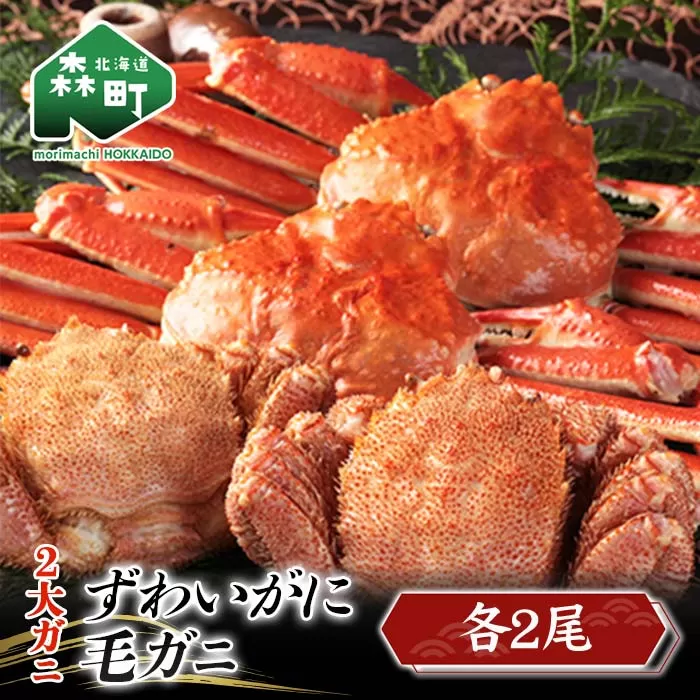 二大がに 〜ずわいがに 2尾・毛がに 2尾 食べくらべセット〜＜ワイエスフーズ＞ かに カニ 蟹 ガニ がに 森町 ふるさと納税 北海道 毛蟹 毛かに 毛ガニ 毛カニ 北海道 ズワイカニ ズワイ蟹 ズワイガニ 食べ比べ mr1-0435