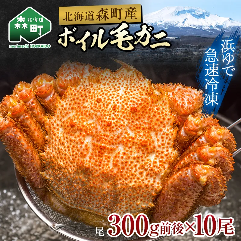 【訳あり】北海道・噴火湾産冷凍ボイル毛ガニ約300g前後×10尾  mr1-1435