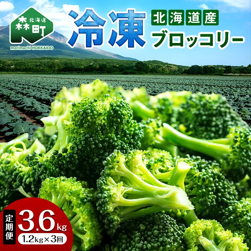 【3ヶ月定期便】小分け カット済み ブロッコリー 冷凍 1.2kg×3回 北海道森町産 野菜 おかず お弁当 便利 小分け カット済み ブロッコリー 冷凍 mr1-1005