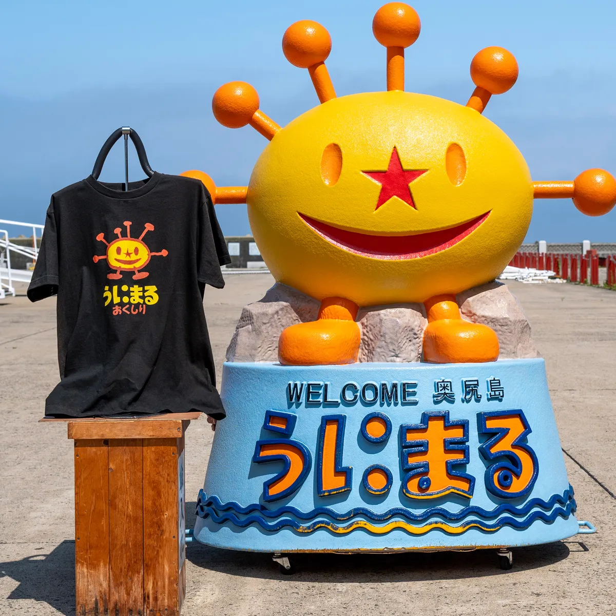 うにまるTシャツ ブラック Sサイズ 奥尻島 ゆるキャラ ご当地 マスコット キャラクター うにまる メンズ レディース ユニセックス ご当地T キャラT Tシャツ 半袖 | 北海道 奥尻町 送料無料