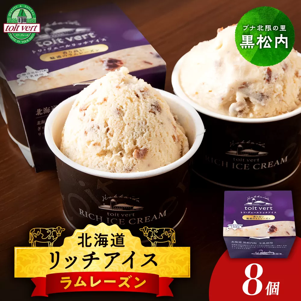 リッチアイスクリーム 香り高い魅惑のラムレーズン 8個セット（100ml）アイス スイーツ おやつ 冷凍 食べ比べ