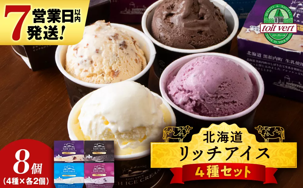 リッチアイスクリーム 8個セット(100ml)[ 4種 × 各2個]アイス スイーツ おやつ 冷凍 食べ比べ