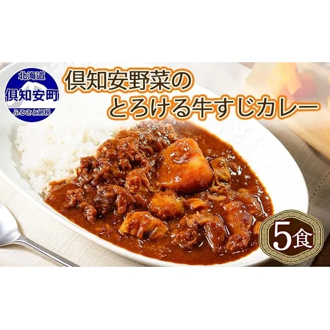 倶知安 牛すじカレー 北海道 計5個 中辛 レトルト食品 加工品 牛すじ 牛肉 野菜 じゃがいも お取り寄せ グルメ スパイシー スパイス 【お肉・牛肉・加工食品】 