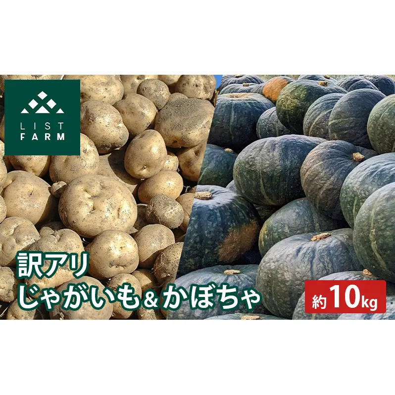 【 訳アリ 】 かぼちゃ じゃがいも 約 10kg 10月 発送 予定 リストファーム サイズ 混合 馬鈴薯 キタカムイ 南瓜 カボチャ 芋 ポテト イモ 産地直送 野菜