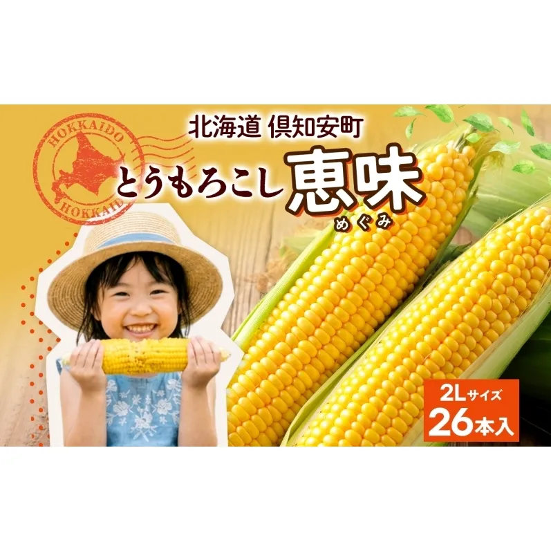 朝もぎ イエロー とうもろこし 恵味 2Lサイズ 26本 約10kg 大きめ 夏野菜 とうきび 旬 新鮮 野菜 トウモロコシ 甘い ギフト 産地直送 コーン 産直 グリーンアースファーム 送料無料 北海道 倶知安町