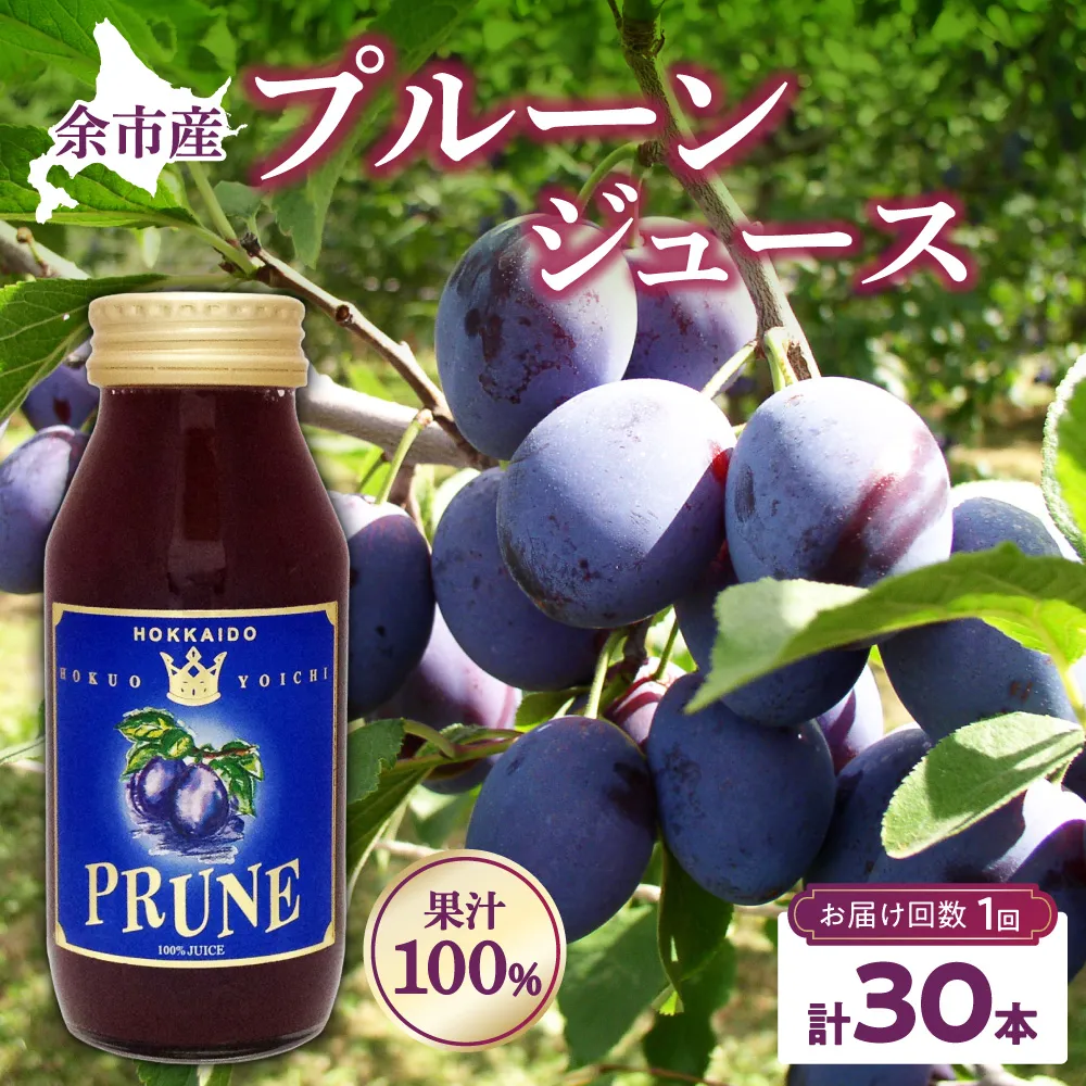 【単品】余市産 無添加 プルーン果汁100％ジュース 180ml×30本セット_Y018-0050