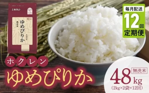 （無洗米4kg）ホクレンゆめぴりか【定期便12回】_Y010-0550
